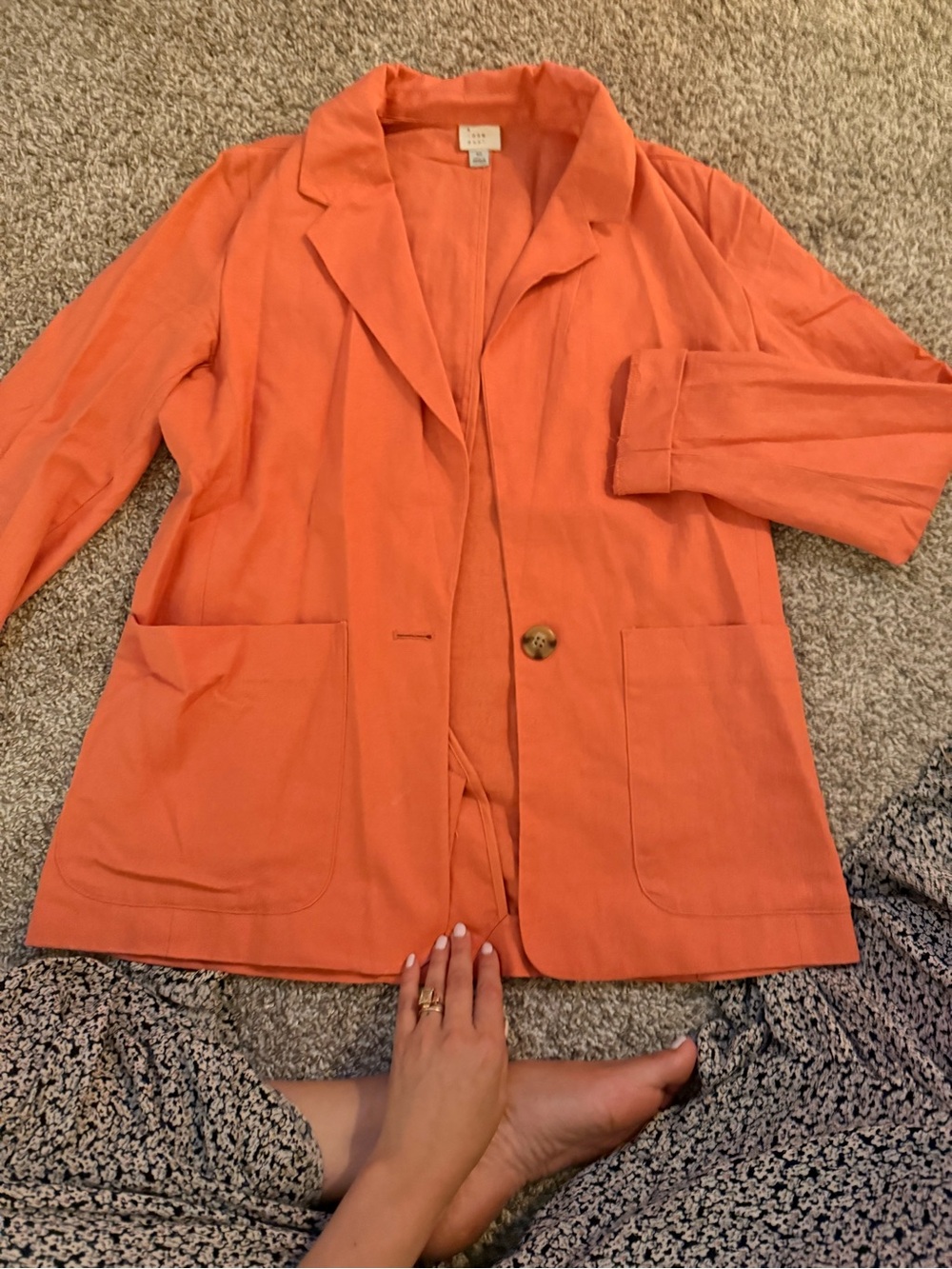 a new day Coral-Orange Blazer Jacket